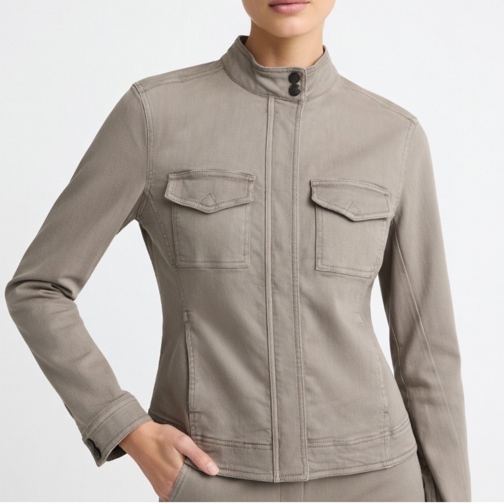 Liverpool Women's Grey Utility Moto Jacket M Trucker Grunge Military Biker